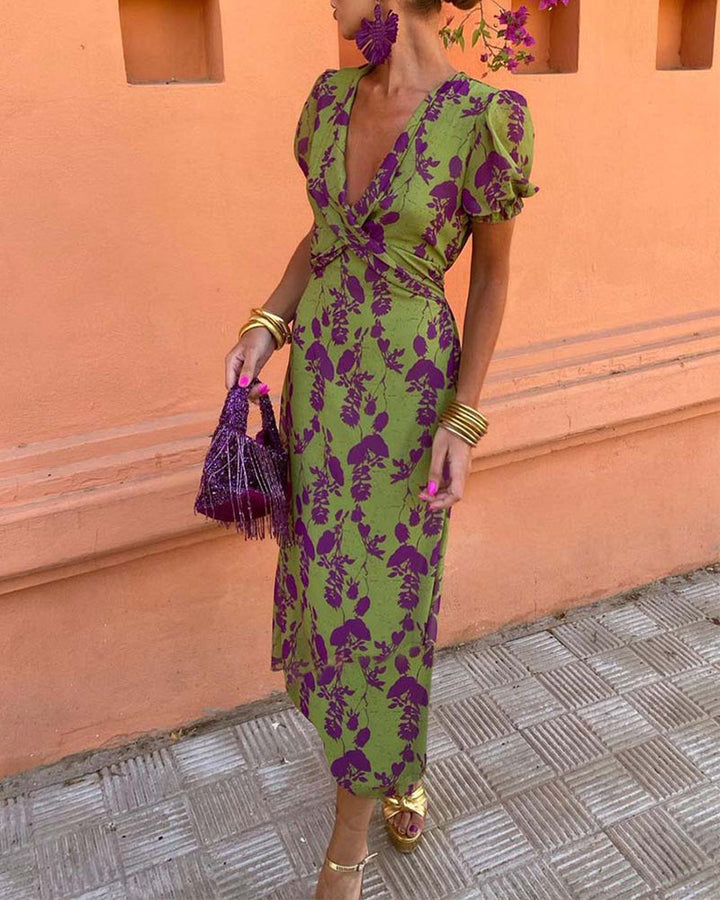 Abito Natalizio™ Elegante con Scollo a V