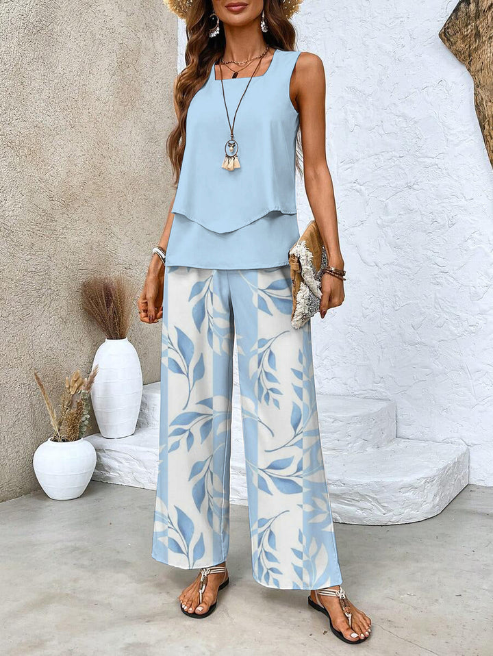 Completo Estivo Elegante Due Pezzi Blu Chiaro per Donna - Natala™