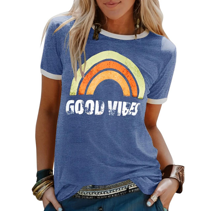 Stylisches Damen-T-Shirt mit Rundhalsausschnitt und modernem Druck für einen einzigartigen Look