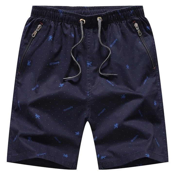 Balder - Trendy blauw-beige heren zwembroek met praktische ritszakken voor een stijlvolle strandlook