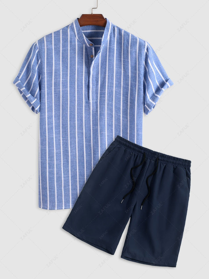 Ambrosi™ - Elegantes Herren Casual Set mit gestreiftem Hemd und bequemen Shorts