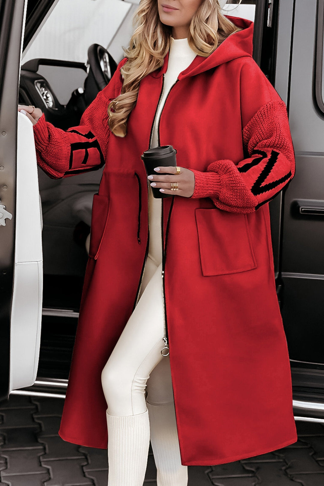 Millie™ – Damen Kapuzenjacke mit Strick-Patchwork-Ärmeln