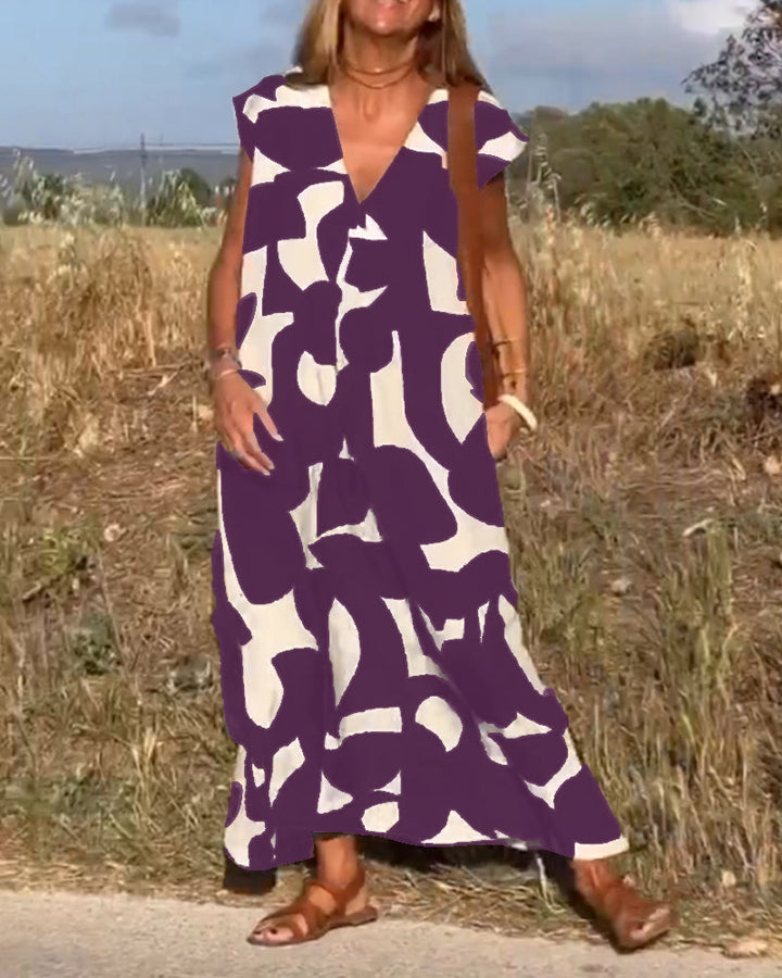 Mirabella™ V-Neck Print Dress: Eine Explosion von Stil und Eleganz!