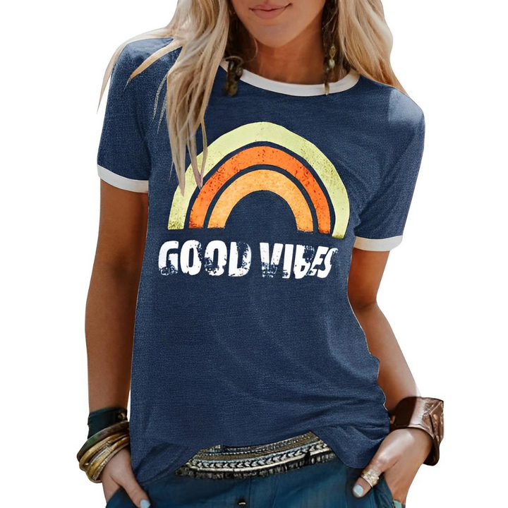 Stylisches Damen-T-Shirt mit Rundhalsausschnitt und modernem Druck für einen einzigartigen Look