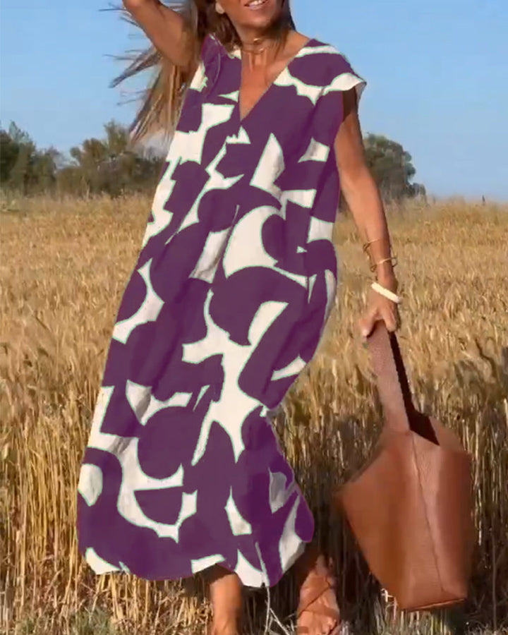 Mirabella™ V-Neck Print Dress: Eine Explosion von Stil und Eleganz!
