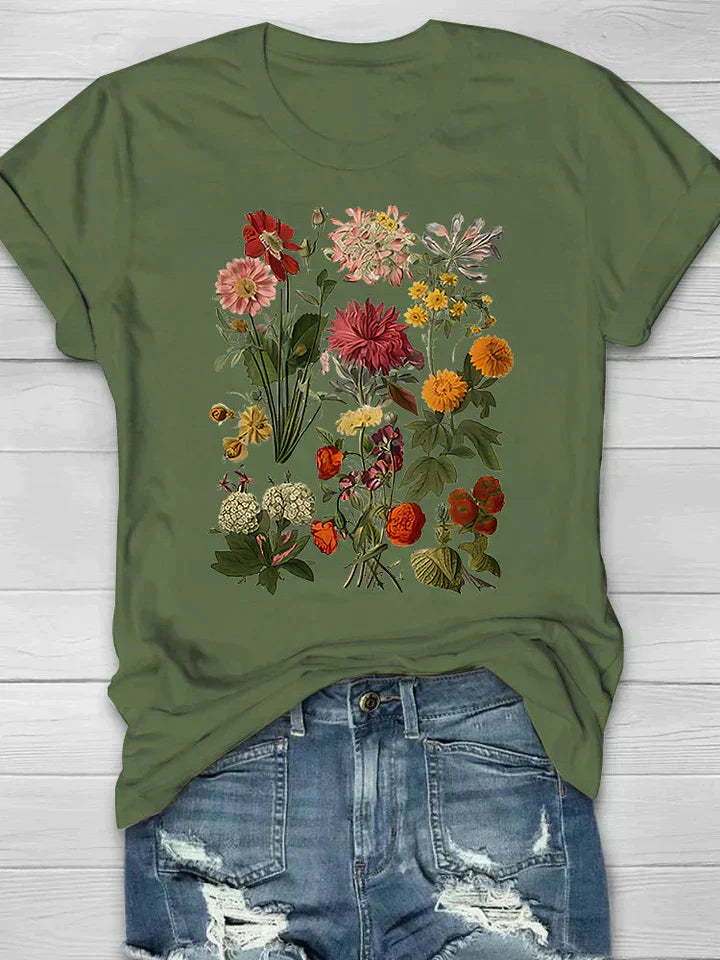 Modisches kurzärmeliges Damen-T-Shirt mit bezauberndem Blumendruck