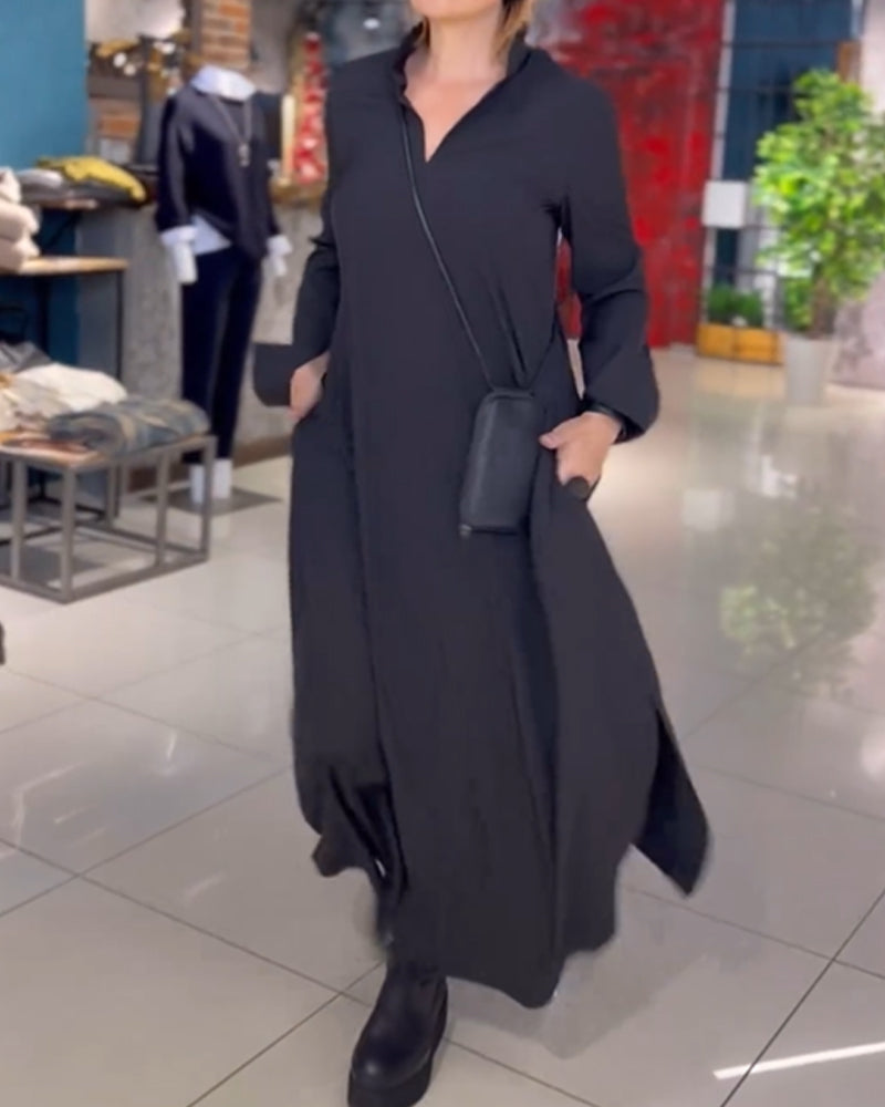 Nora™ - Langes Polokleid mit Schlitz