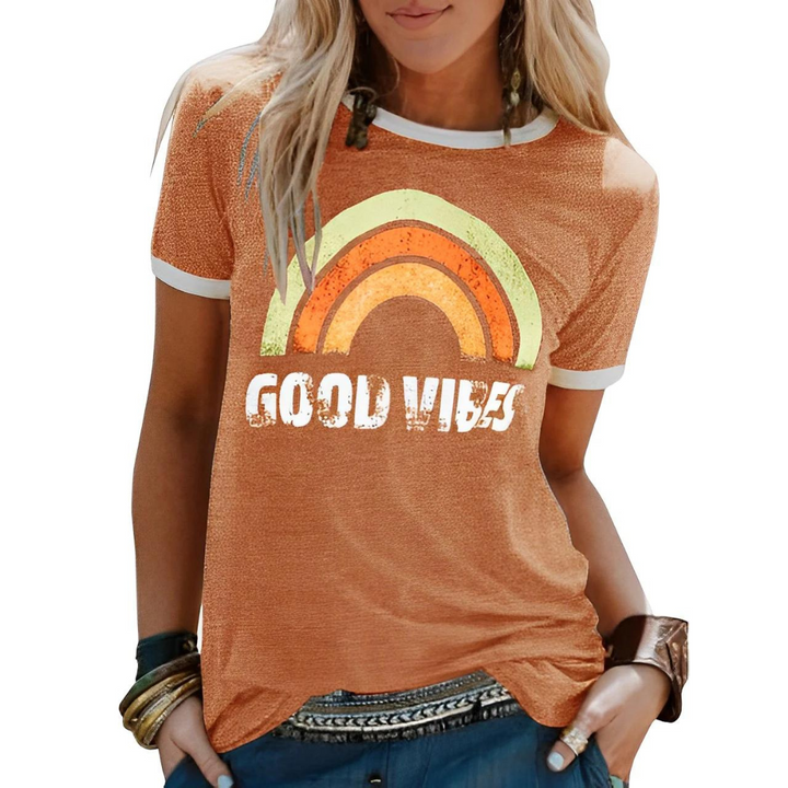 Stylisches Damen-T-Shirt mit Rundhalsausschnitt und modernem Druck für einen einzigartigen Look