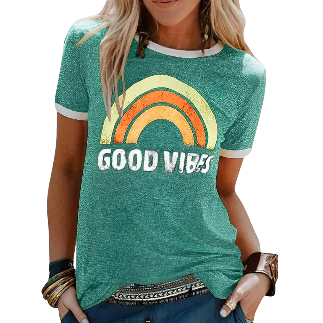 Stylisches Damen-T-Shirt mit Rundhalsausschnitt und modernem Druck für einen einzigartigen Look