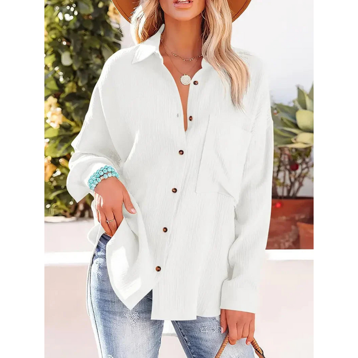 Elegantes langärmeliges Damenhemd mit klassischem Button-down-Verschluss