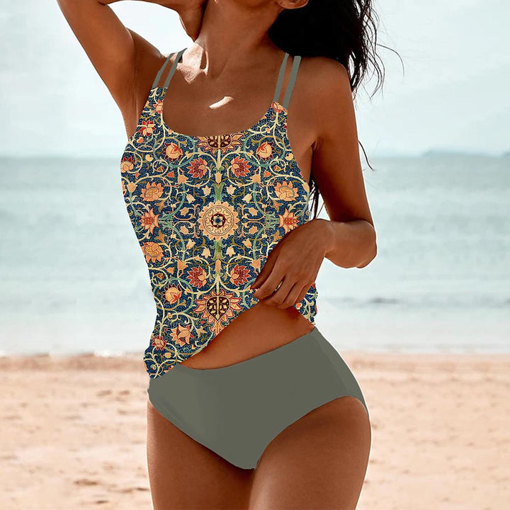 Bedruckter Amber™ Tankini mit eleganten doppelten Trägern