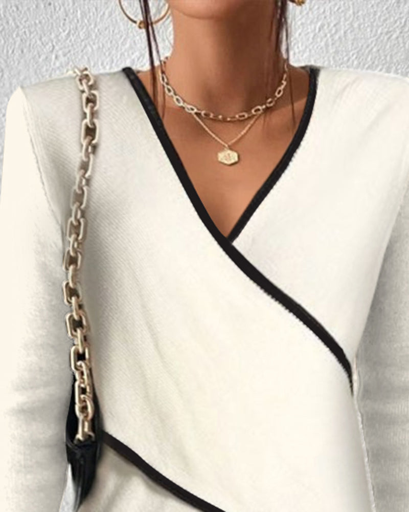 Stilvoller Damenpullover mit V-Ausschnitt aus elegantem Luxusgewebe