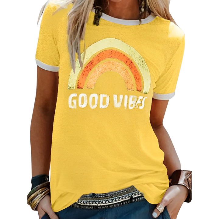 Stylisches Damen-T-Shirt mit Rundhalsausschnitt und modernem Druck für einen einzigartigen Look