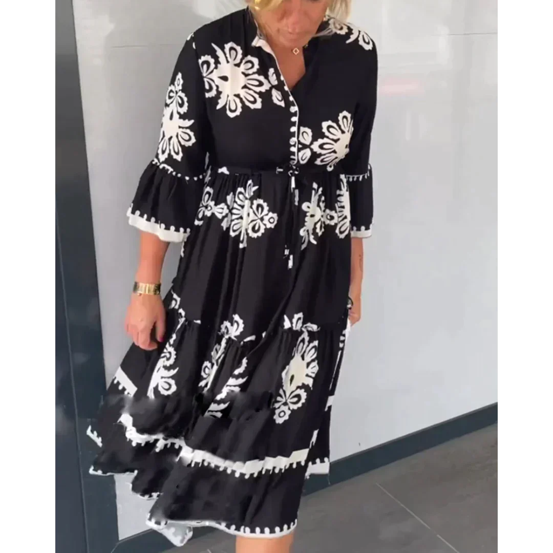 Abito Floreale Livia™ con Eleganti Maniche a Tre Quarti