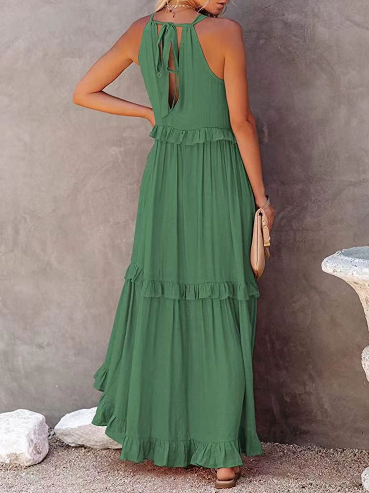 Romola™ - Elegantes langes ärmelloses Kleid mit Rüschen und praktischen Taschen