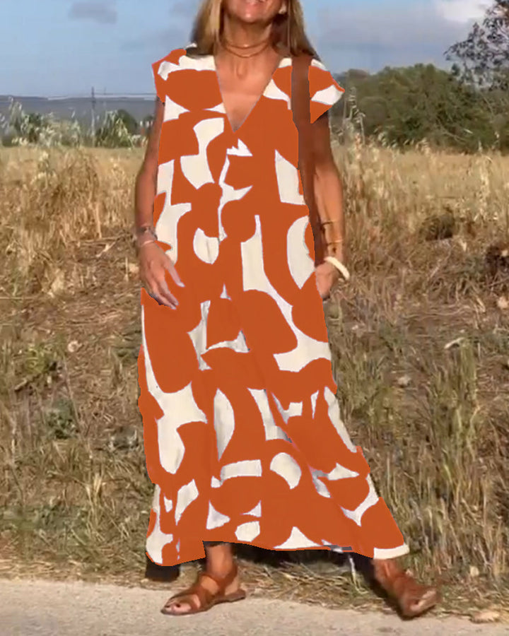 Mirabella™ V-Neck Print Dress: Eine Explosion von Stil und Eleganz!
