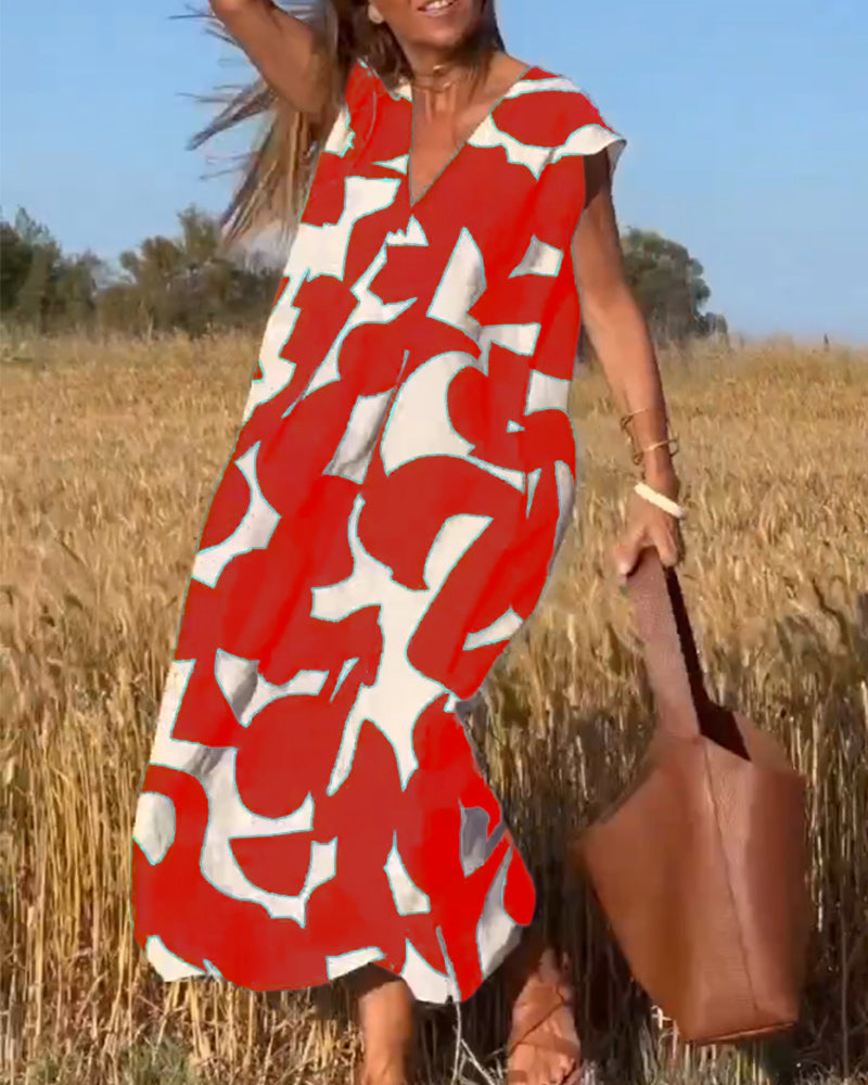 Mirabella™ V-Neck Print Dress: Eine Explosion von Stil und Eleganz!