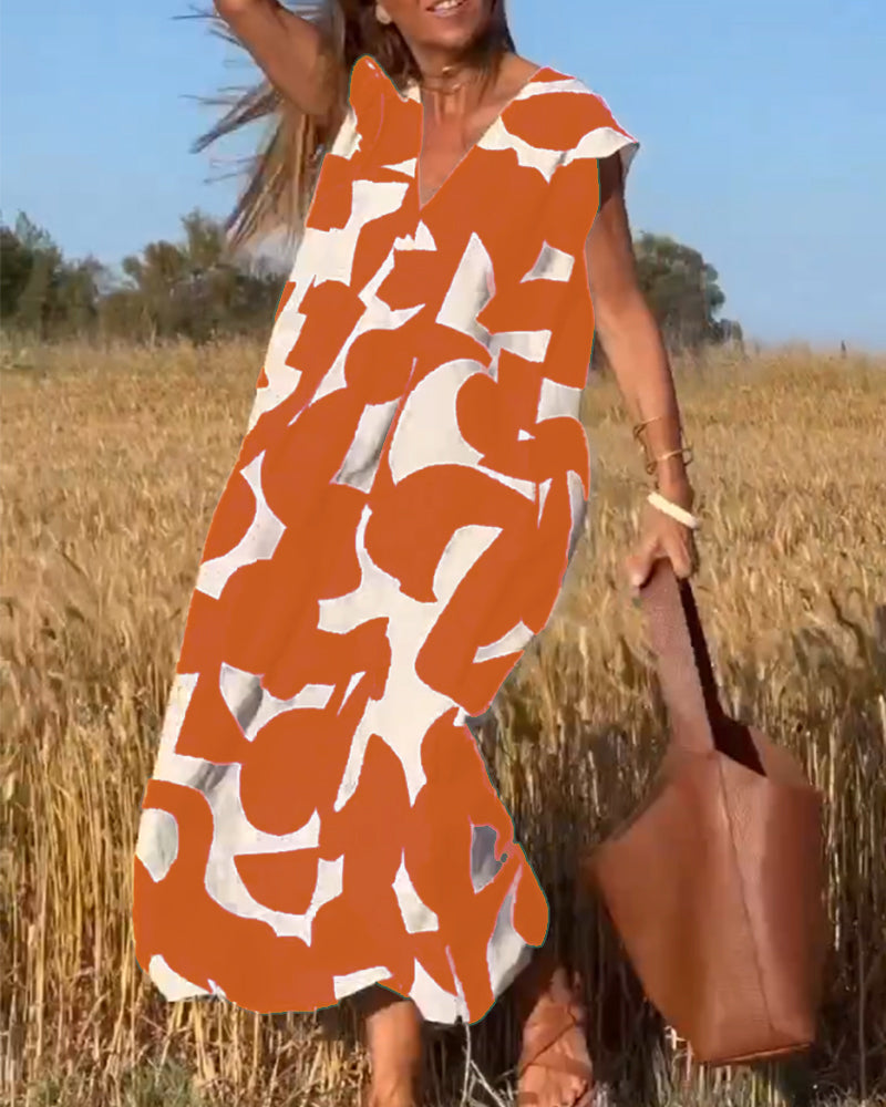 Mirabella™ V-Neck Print Dress: Eine Explosion von Stil und Eleganz!