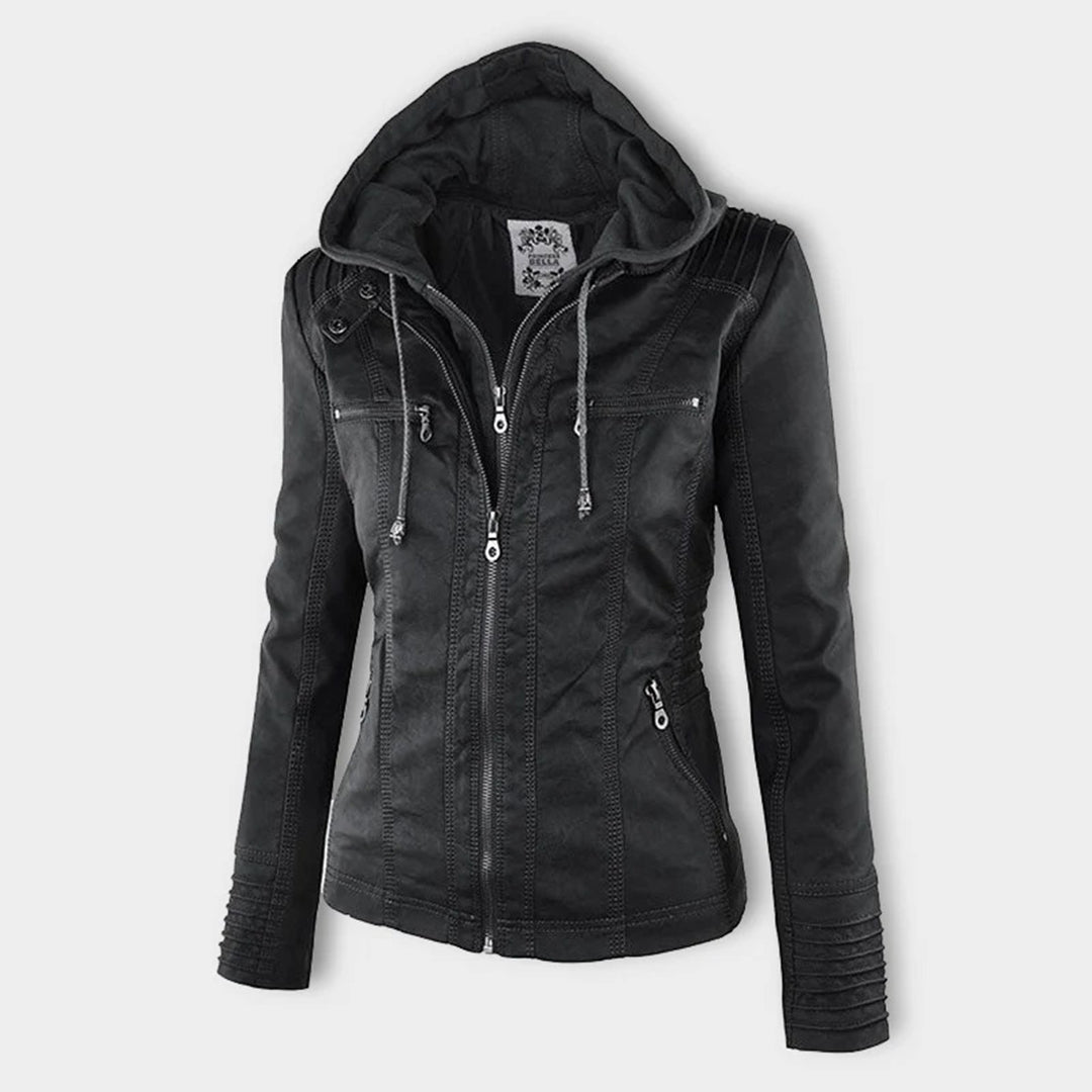 Keil™ - Stylische Lederjacke mit Kapuze