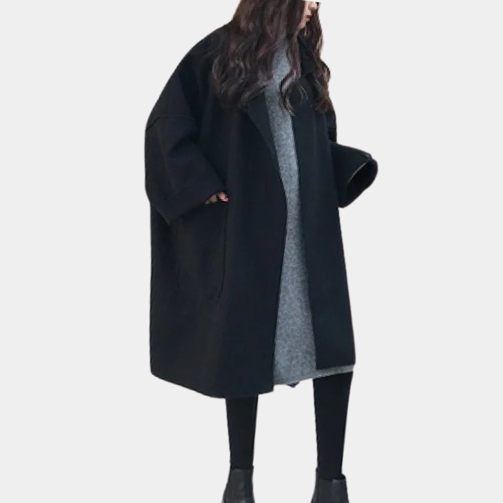 Eleganter langer Damenmantel in Übergröße für einen modischen Look