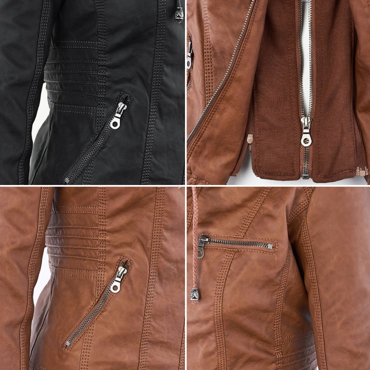 Keil™ - Stylische Lederjacke mit Kapuze