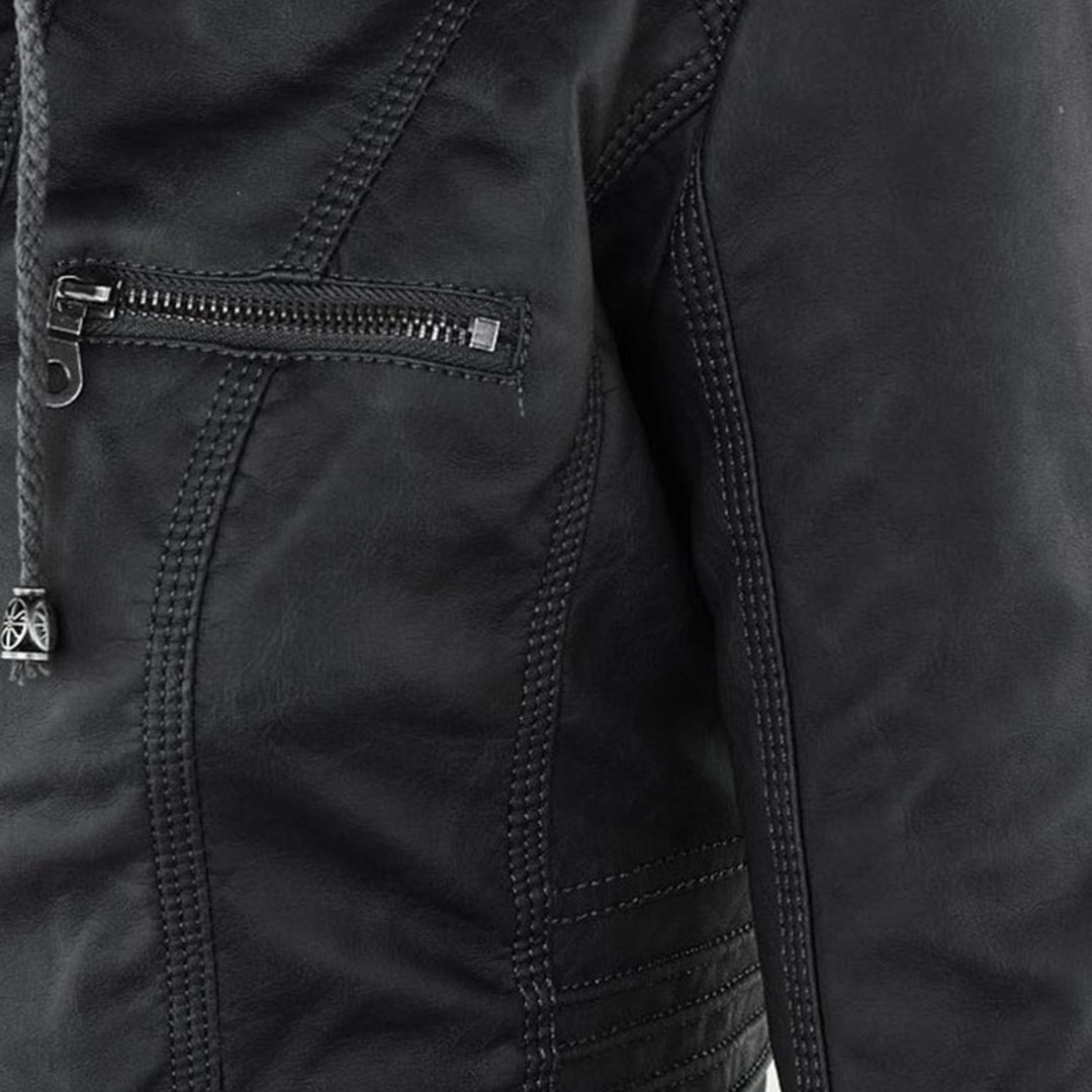 Keil™ - Stylische Lederjacke mit Kapuze