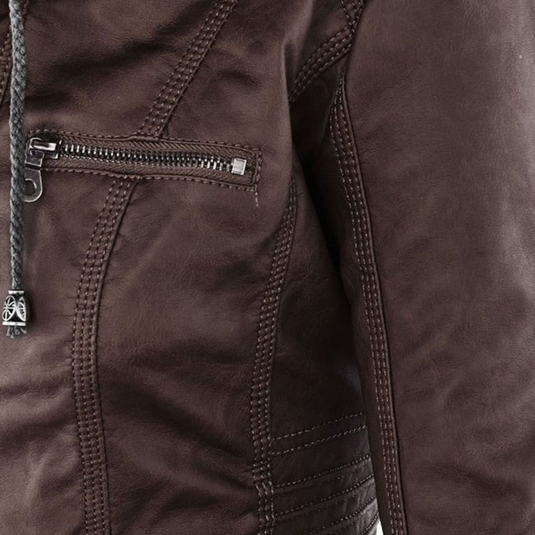Keil™ - Stylische Lederjacke mit Kapuze