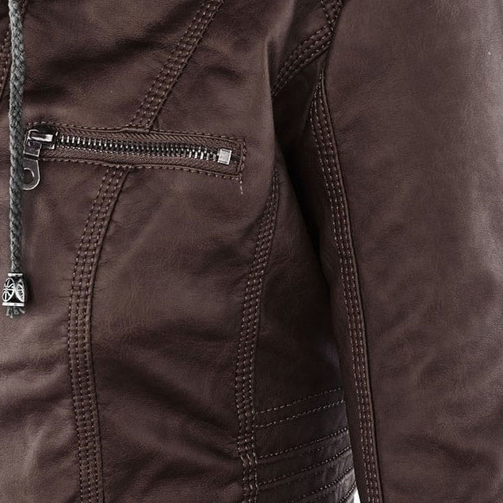 Keil™ - Stylische Lederjacke mit Kapuze