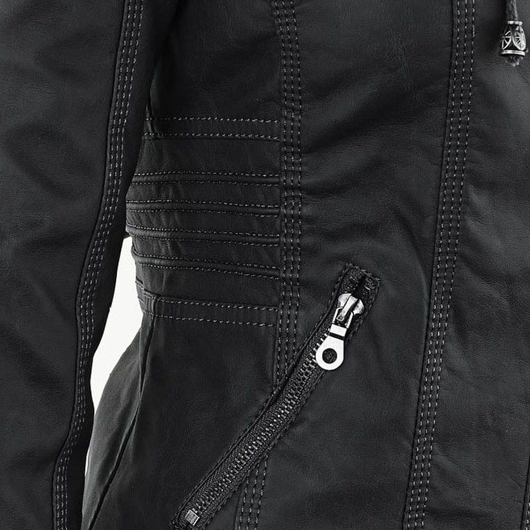 Keil™ - Stylische Lederjacke mit Kapuze