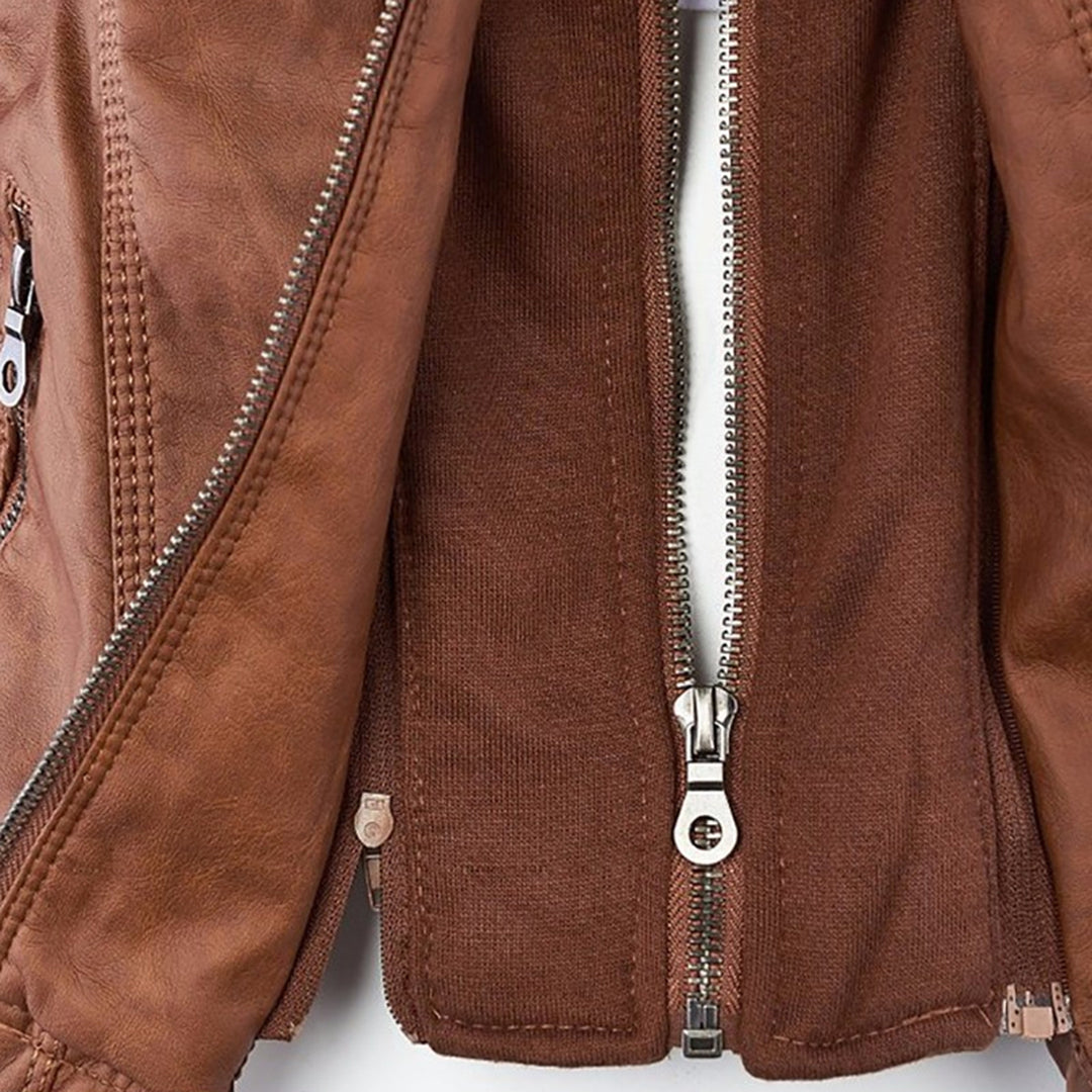 Keil™ - Stylische Lederjacke mit Kapuze