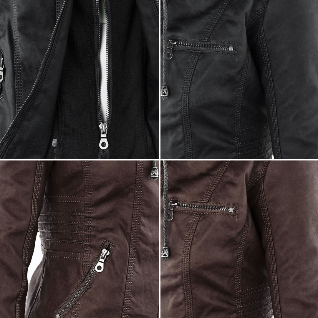 Keil™ - Stylische Lederjacke mit Kapuze