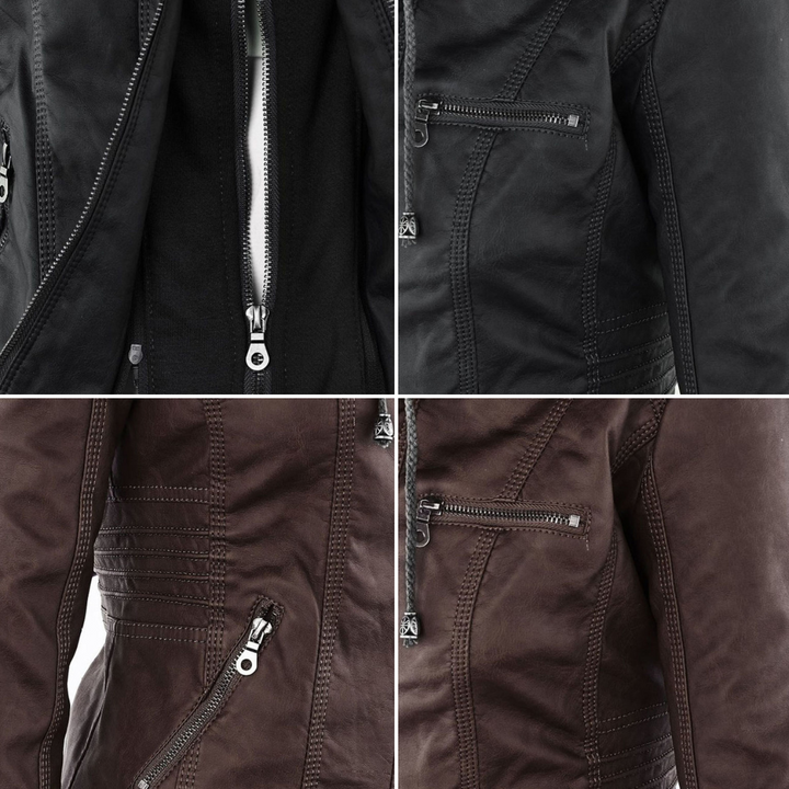 Keil™ - Stylische Lederjacke mit Kapuze