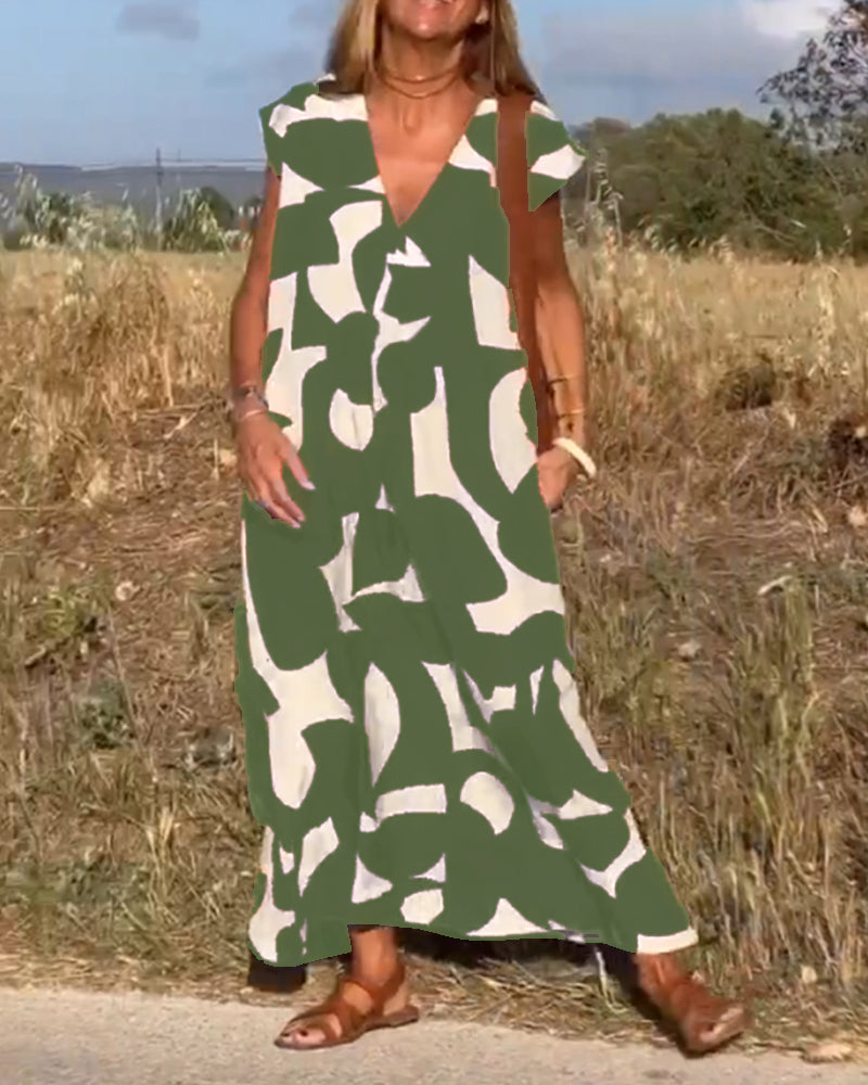 Mirabella™ V-Neck Print Dress: Eine Explosion von Stil und Eleganz!