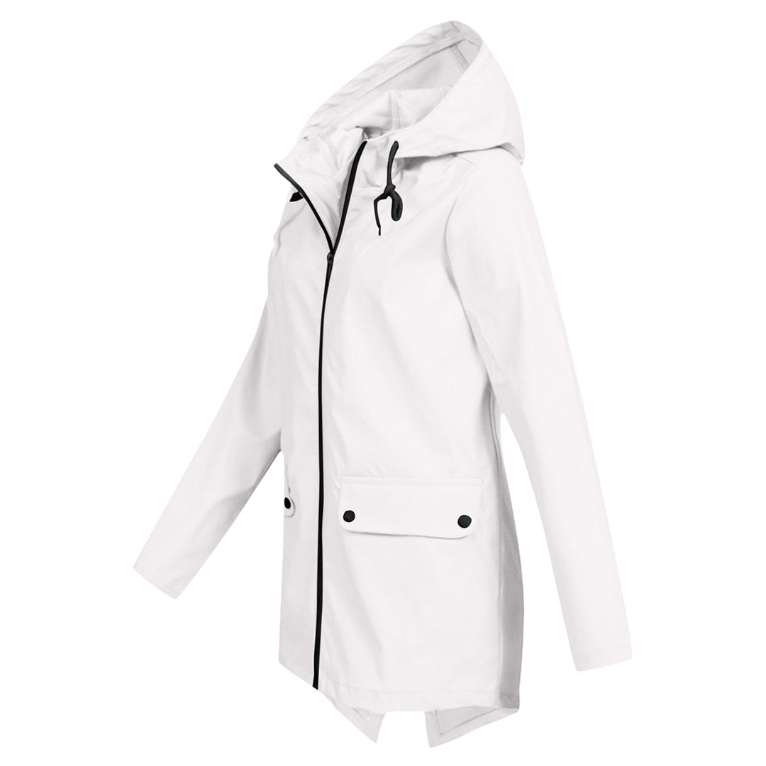 Lange wasserdichte Damenjacke mit Kapuze - FRANCINE, Stil und Eleganz für jede Gelegenheit!