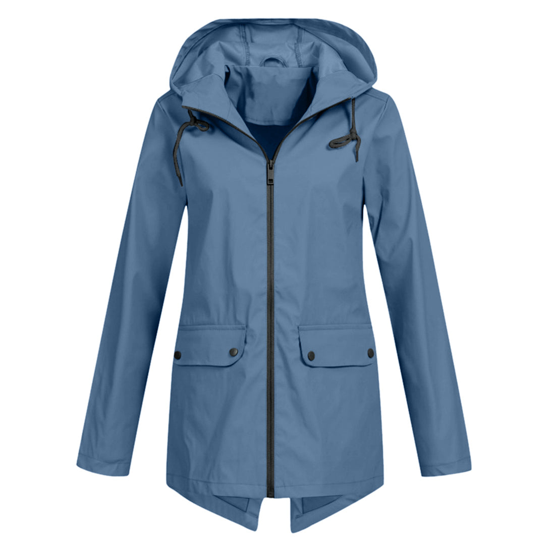 Lange wasserdichte Damenjacke mit Kapuze - FRANCINE, Stil und Eleganz für jede Gelegenheit!