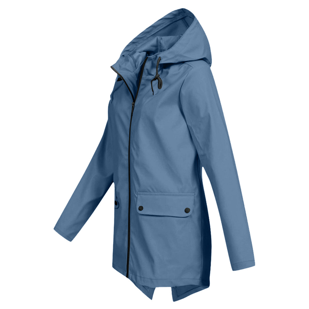Lange wasserdichte Damenjacke mit Kapuze - FRANCINE, Stil und Eleganz für jede Gelegenheit!