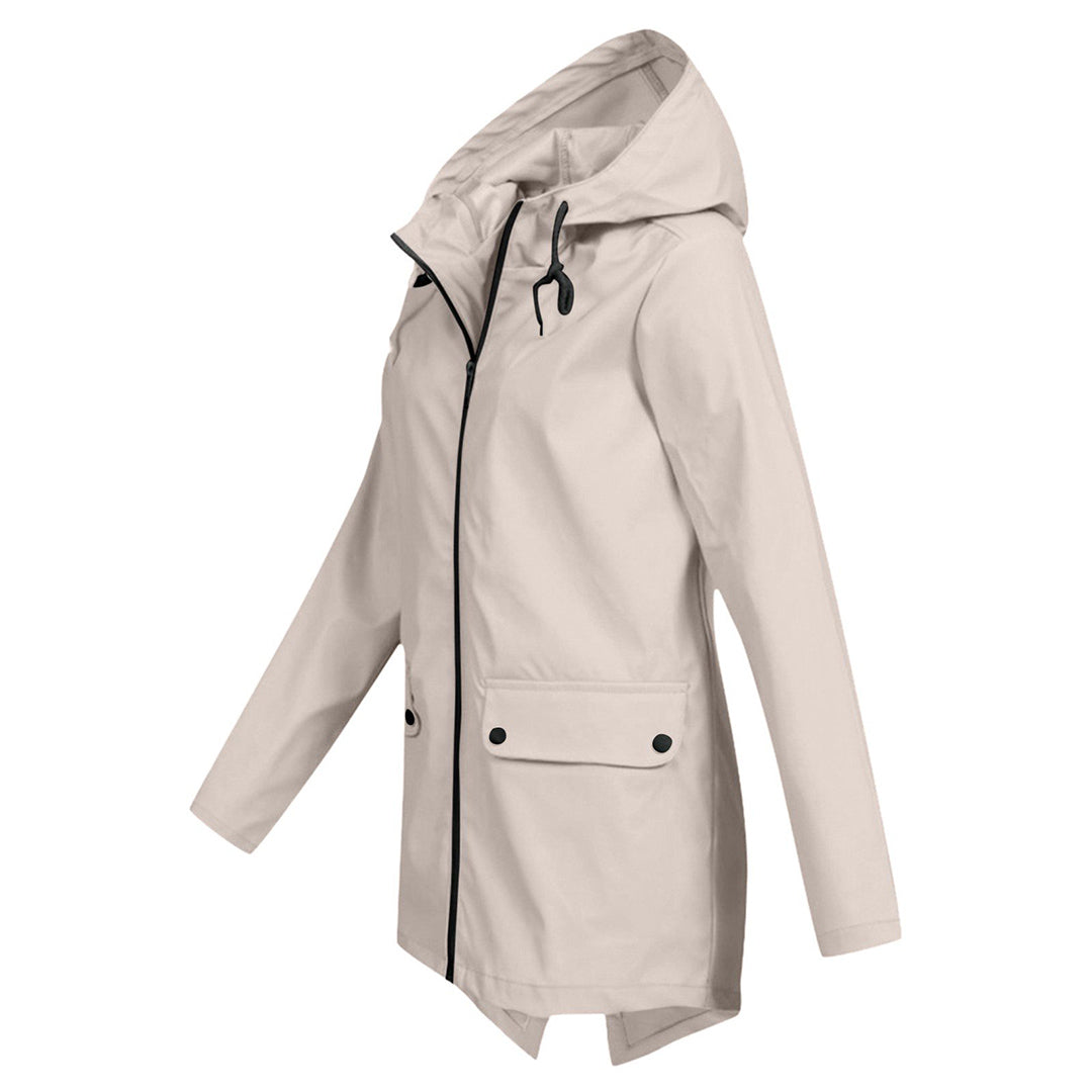 Lange wasserdichte Damenjacke mit Kapuze - FRANCINE, Stil und Eleganz für jede Gelegenheit!