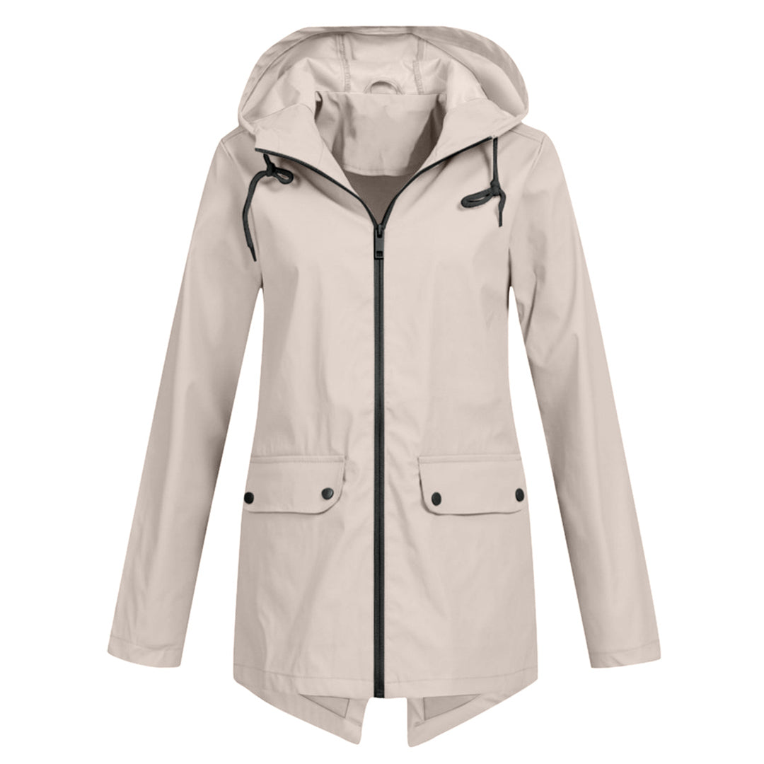 Lange wasserdichte Damenjacke mit Kapuze - FRANCINE, Stil und Eleganz für jede Gelegenheit!