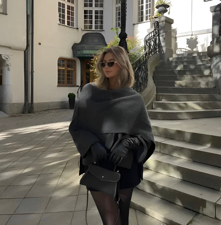 Maddalena™ - Elegante Trench in Lana con Sciarpa Inclusa