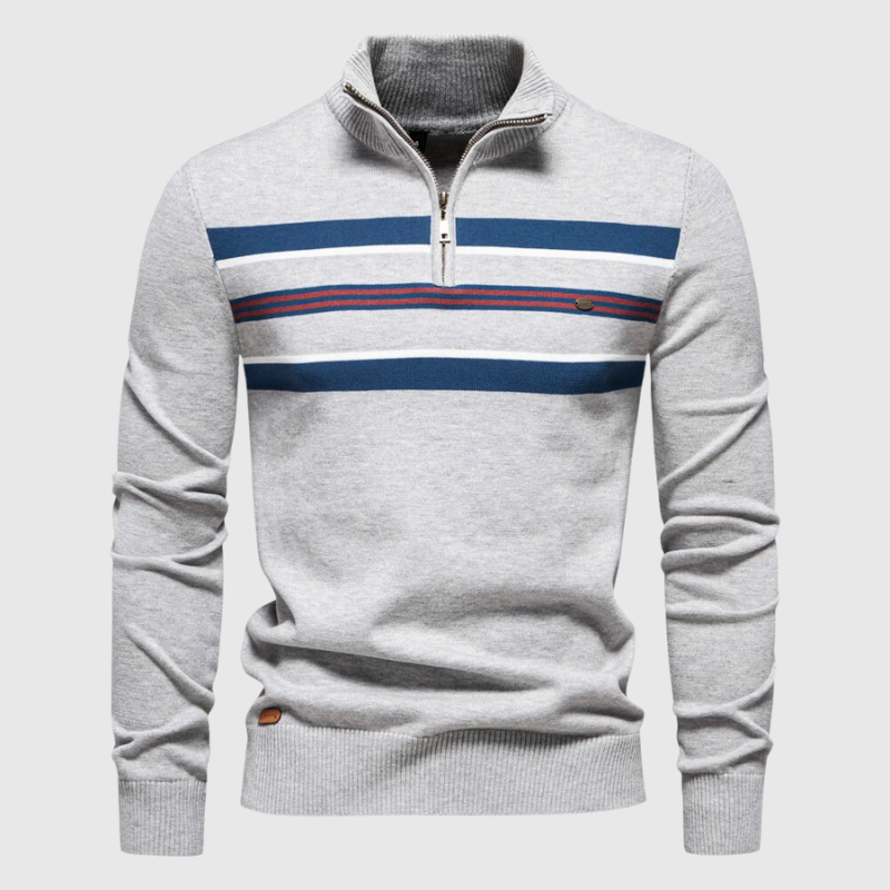Nowoczesny stylowy męski sweter z dzianiny z zamkiem na suwak