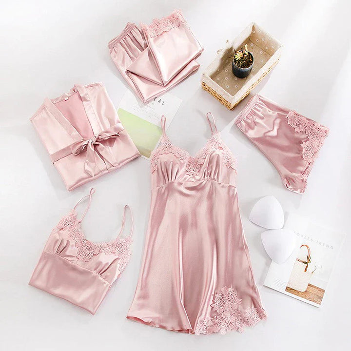Set di Pigiami in Satin Graziosa™ - Comfort e Stile Avvolgenti