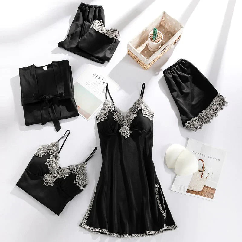 Set di Pigiami in Satin Graziosa™ - Comfort e Stile Avvolgenti