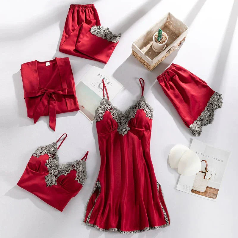 Set di Pigiami in Satin Graziosa™ - Comfort e Stile Avvolgenti