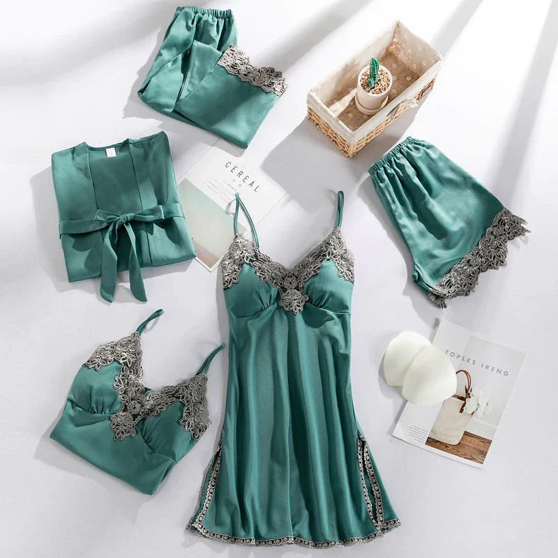 Set di Pigiami in Satin Graziosa™ - Comfort e Stile Avvolgenti