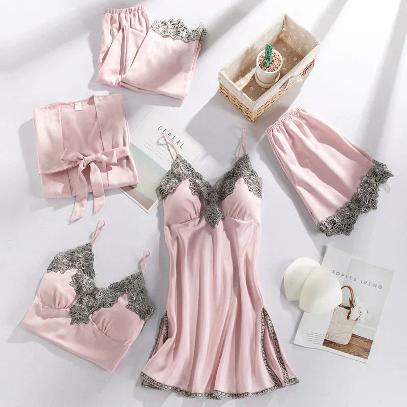 Set di Pigiami in Satin Graziosa™ - Comfort e Stile Avvolgenti