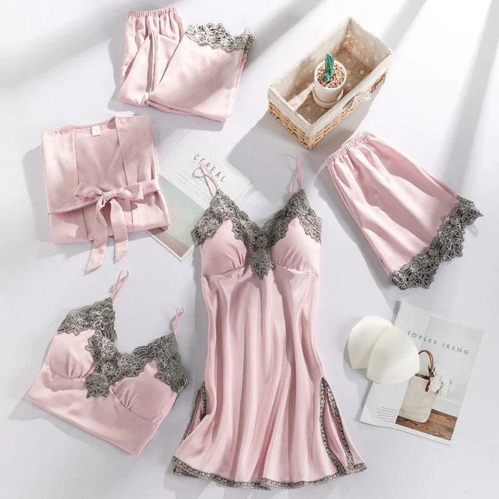 Set di Pigiami in Satin Graziosa™ - Comfort e Stile Avvolgenti