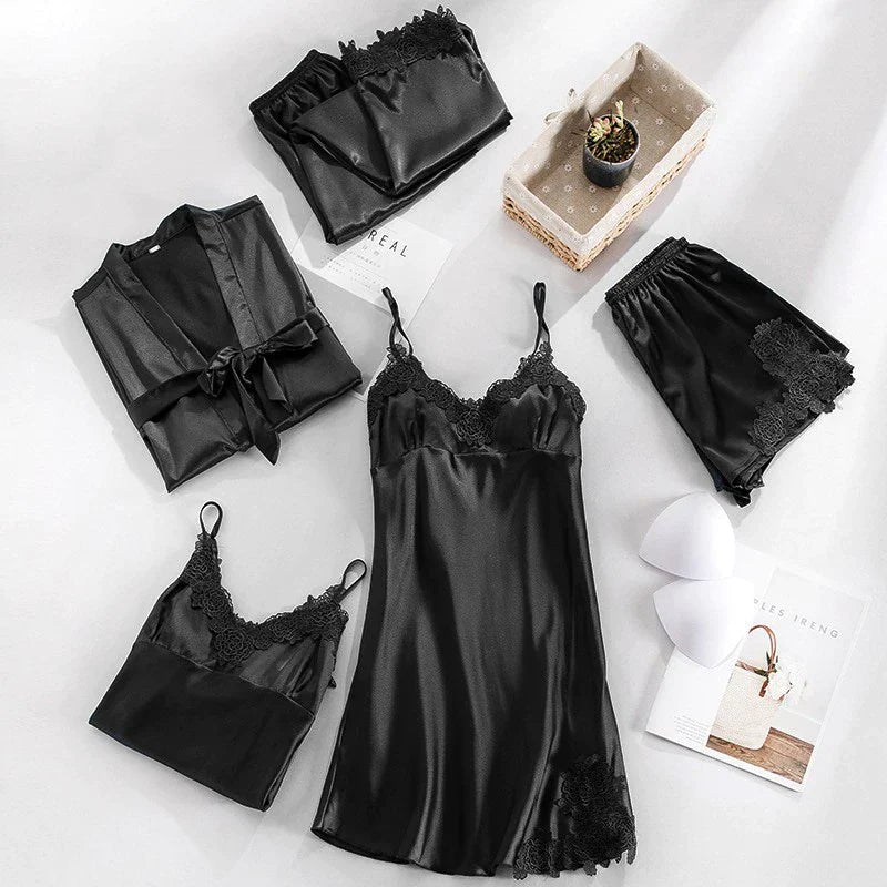 Set di Pigiami in Satin Graziosa™ - Comfort e Stile Avvolgenti