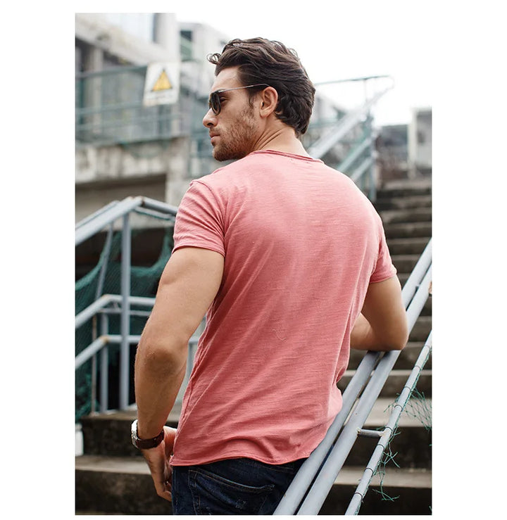 Alvino™ Bequemes Baumwoll-T-Shirt mit Rundhalsausschnitt
