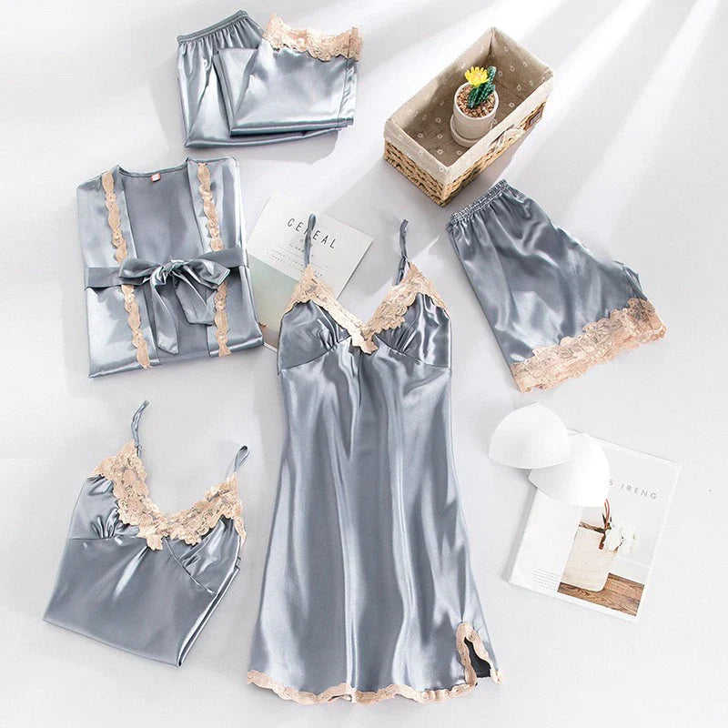 Set di Pigiami in Satin Graziosa™ - Comfort e Stile Avvolgenti