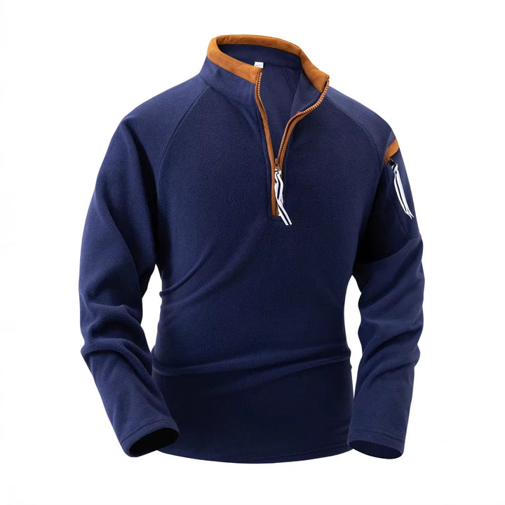Modischer und warmer eleganter Herrenpullover mit Stehkragen und Reißverschluss